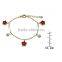 Gold Finish Sterling Silver Freshwater Pearl Red Enamel Flower Bracelet