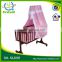 antique wood baby crib with wheels china manufacture