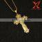 Men's Stainless Steel Gold Characteristic Glitter Simulated 3D CZ Cross Pendant