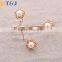 >>>2016 Women Fashion Korean Style Pearl Open Flower Rings Gold Plated Rhinestone Diamond Engagement Ring for Lady YIWU T&J/