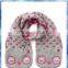 grey and pink heart jacquard fluffy owl pocket scarf for girls