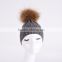 100% cotton customized unisex Knitted Hats Winter beanie hat with fur ball KZ160087                        
                                                                                Supplier's Choice