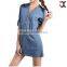2015 women's V-neck down long sleeve tunics short denim jeans dress JXQ813
