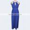 Exquisite royal blue chiffon with beaded big size womens wholesale clothing wedding dress ball gown best lady prom evening gown
