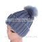 Colorful Solid Warm Woolen Cotton Beanie With Removable Top Ball