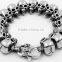 Novelty gift gothic punk skull head chain link bracelet