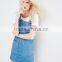 Mini Pinafore Dress Denim Fabric In Mid-Wash Blue