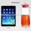 Clear 1000ml glass water juice pot with plastic lid and handle