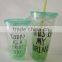 Hot selling double wall plastic freeze ice straw drinking cup
