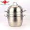2016 new design high quality stainless steel steamer cooking pot with hollow handles and metal lid