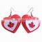 Canada day light up heart flag pierced led earrings