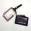 ID Holder with Light Blue Gem, High Quality Promotion Gift PU Leather Badge Holder with Crystal Gem Decoration