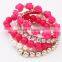 2016 Trendy Fashion Candy Color Pearl Rose Flower Multilayer Charm Bracelet & Bangle For Women Fashion Jewelry
