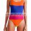 Stripe U Back One Piece Swimsuit Customizable Rainbow Of Stripes Color Blocks Swimsuit 80% Nylon 20% Elastane Lined Ladies Swim