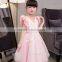 2017 new style girls fancy dress embroidery fabric pink kids party dress