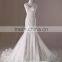 white satin appliqued beaded lace sleeveless wedding dresses