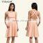 Women clothes 2017 women back cross solid color sleeveless midi dresses