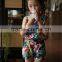 fashion girl sleeveless blouse and panty set 100% viscose blouse set for baby girl printed flower dress vacation cloth set