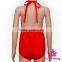 Lake Little Girl Clothing Plain Blue And Red Halter Infant Newborn Pom Blank Bodysuit Baby Romper