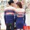 Latest design winter cotton color block long sleeve folk couple knit sweater