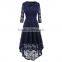 Women's Elegant Illusion Floral Lace Cap Sleeve Bridesmaid Prom Dress