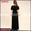 Latest Women Summer Short Sleeve V-neck Long Maxi Black Chiffon Dress