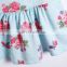 Fashion Ruffle Flower Printed Summer Dress Backless Cotton Baby Girl Party Dress