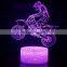 3D Illusion Lamp Novelty Moto Shape Led Kid Bed Night Light Touch Sensor