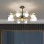 Nordic Modern Living Room Bedroom Golden Pendant Light Iron Glass LED Chandelier White Glass Hanging Lamp