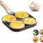 Aluminium Alloy Fried Egg Cooker Skillet With Wood Handle 4 hole Non Stick Egg Frying Pan