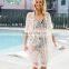 2021 New Arrived Beach Cover Up Embroidery Bathing Suit Sundress Ruffle Hem Swimsuit Cover Up