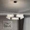 Modern minimalist alabaster chandelier villa hotel interior decoration LED lighting black metal chandelier