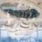 Modern Custom Luxury Glass Hanging Hotel White Feather Decorated Chandeliers