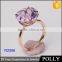 Latest dubai gold ring design for girls single stone finger amethyst ring