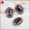 Wholesale natural raw uraguay amethyst beads boho CZ jewelry, black rosary druzy amethyst beads with zircon pave cap
