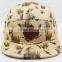 Custom print 5 panel cap, leather patch logo cap, dog print cap