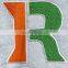 Various shape letter R design custom 100% embroidery patches for hat clothing