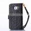 New arrival piriting leather wallet filp case for samsung s6