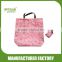 190T polyester braid foldable shopping bag with flower printing