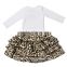 2016 kaiya fall latest cheap newborn baby clothes cotton long sleeve white romper blouse and skirts