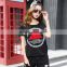 2016 Summer Fashion Women Contrast Color Patchwork T-Shirt Ladies Korean Round Neck Geometry Pattern T Shirt Wholesale China