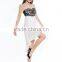 Front zipper fashion ladies off-shoulder white party dresses