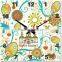 Funny Design Lovely Kids Room MDF Oil Painting Wall Clock