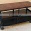 Industrial Side table with Wheels, metal side table, Metal vintage tv unit