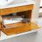 1051Small oak bathroom cabinet with side lattice and shelves
