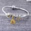 18K Gold Plated Solid 925 Silver Charms Pendant Crystal Diamond European Bead Chain Snake Bracelets Women Custom Bulk Bracelet B