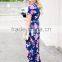 floral print dresses Short Sleeves Round Neck Summer Maxi Dress flower long dress