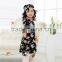 2017 New Spring Children Boutique Clothing Baby Frock Designs Half Sleeves Evening Dress With Headband