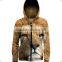 Fashion Design Womens 3D Animal Print Hoodie All Over Sublimated Full Zip Hoodie Dye Sublimation Printing Hoodie Wholesale