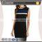 black viscos slim fit crew neck sleeveless knitted dress with stripes